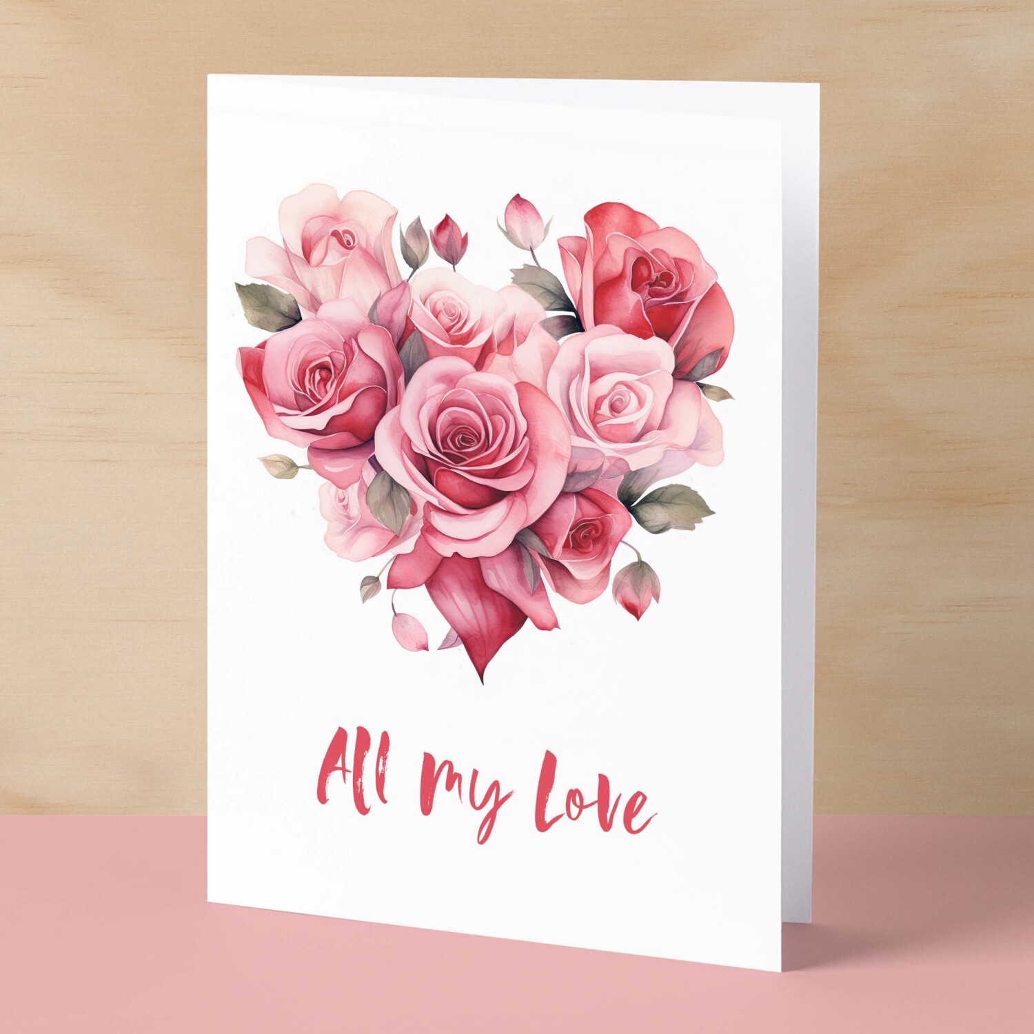 Anniversary or Valentine's Card for Her Anniversary Card for Wife Valentines Day Card For Husband Boyfriend or Girlfriend Flower Heart - Small (4x6) / Blank Message