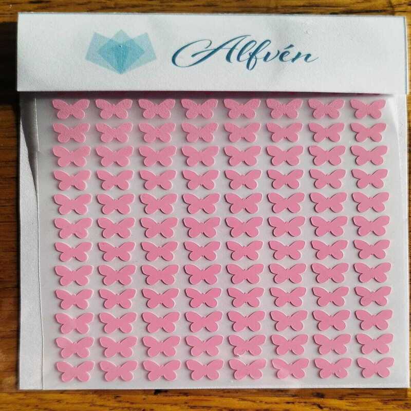 Butterfly Stickers 1cm wide 120 in a set - Pink