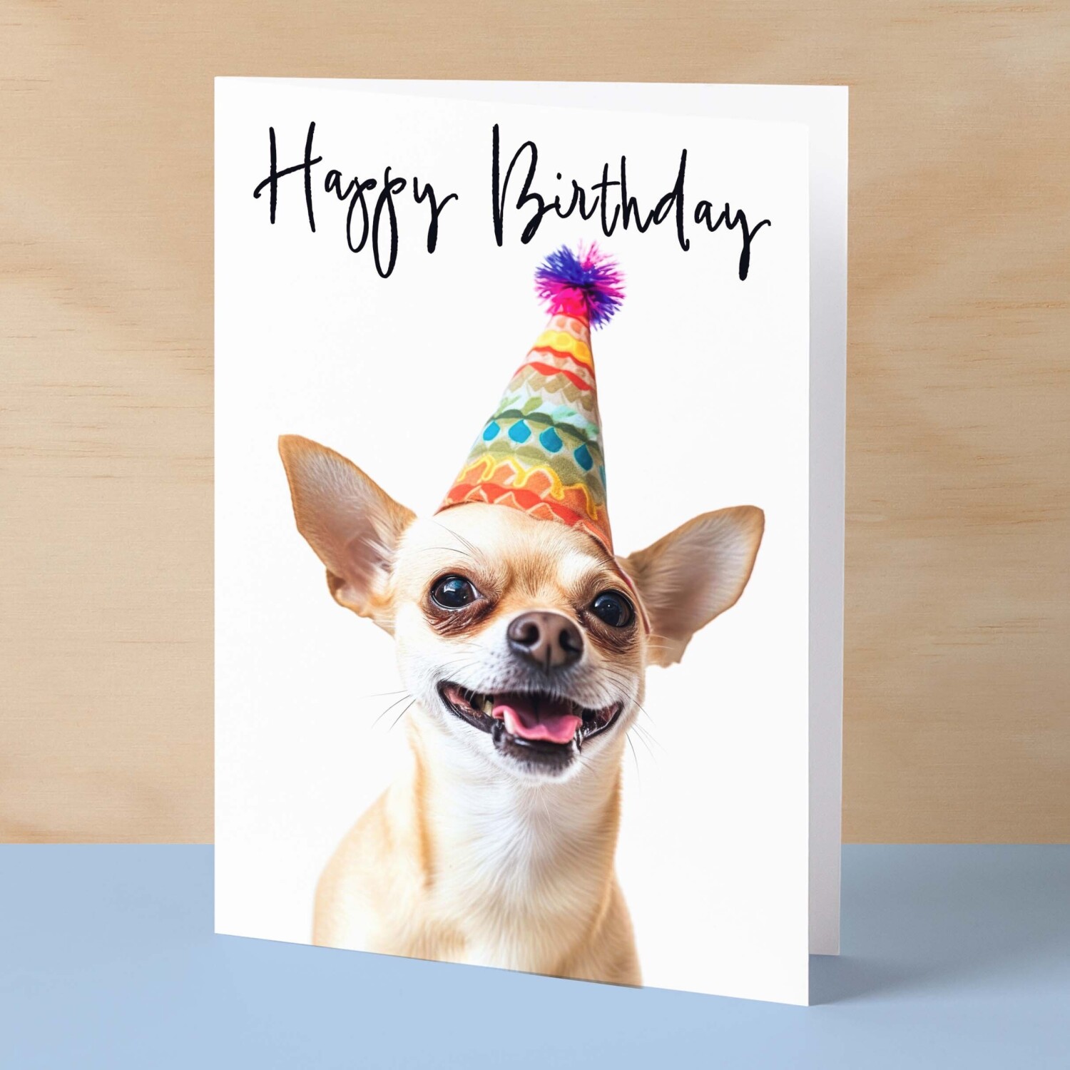 Birthday Card For Her Card For Friend Mum or Sister Birthday Card For Him Brother Dad Happy Birthday Card of Chihuahua Dog Fun Birthday Card - Small (4x6) / Blank Message