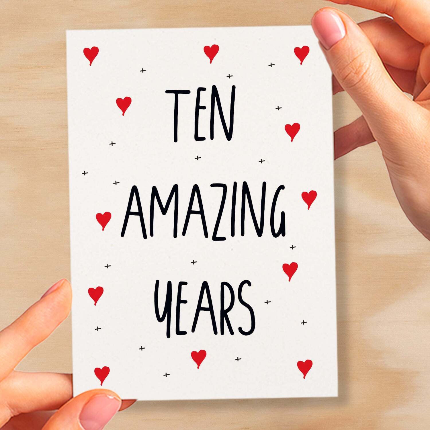 10 Year Anniversary Card For Wife or Husband Anniversary Card for 10th Anniversary Card For Boyfriend Girlfriend Tenth Wedding Anniversary - Small (4x6) / Blank Message