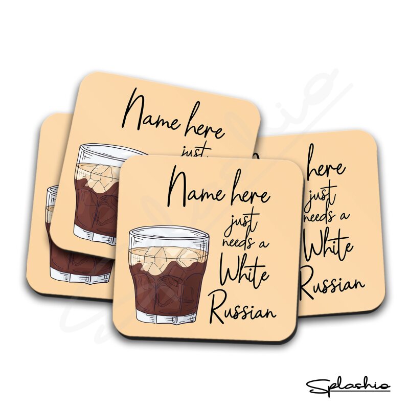 Coaster - WHITE RUSSIAN Cocktail Personalised Coaster, Personalised, Fathers Day gift, Secret Santa, Birthday Gift, Home Bar. Cocktails - Single Coaster