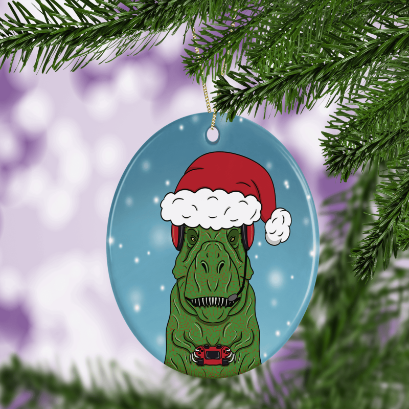 Dinosaur Video Gamer Christmas Tree Decoration - Default Title