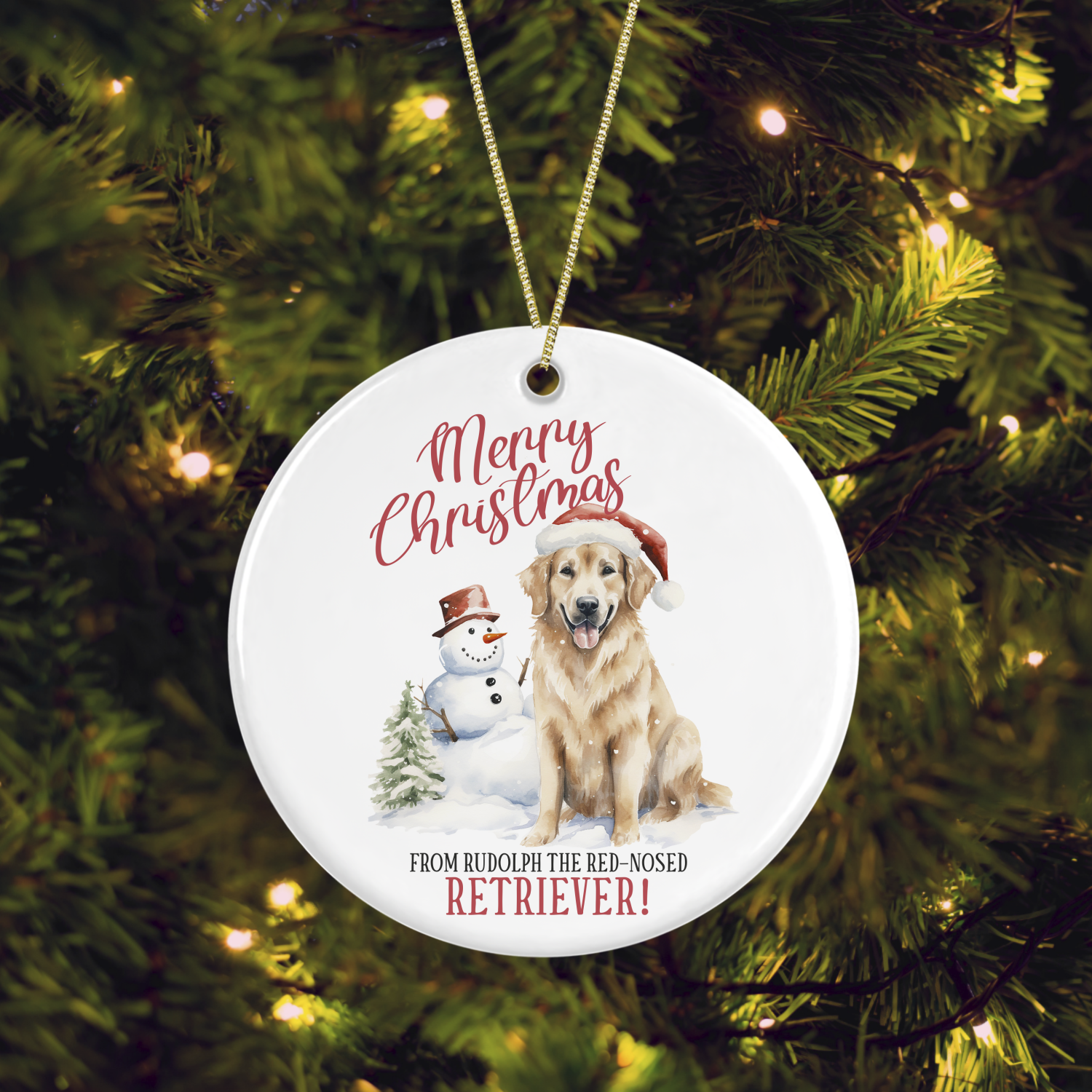 Ceramic Dog/Puppy Breed Golden Retriever Pun Christmas Tree Decoration