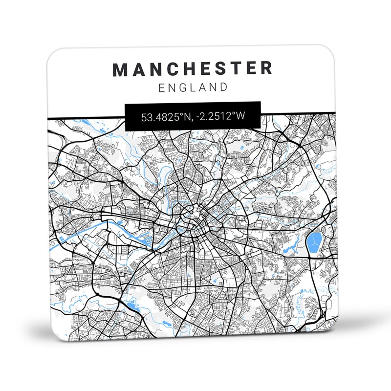 Manchester Map Coasters, Manchester Art, England Manchester Map Coasters, Coasters, Travel Gift, Housewarming Gift - Single Coaster