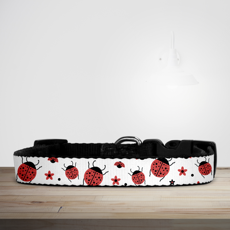 Nature Collection Red Ladybird Print Dog/Puppy Collar - Small (29cm-46cm)