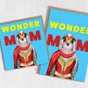 Wonder Mum, Mom falcon in clothes superhero cape Mother's Day card for mother from son, daughter (Animalyser) (Size A6/A5/A4/Square 6x6") - A6: Single card