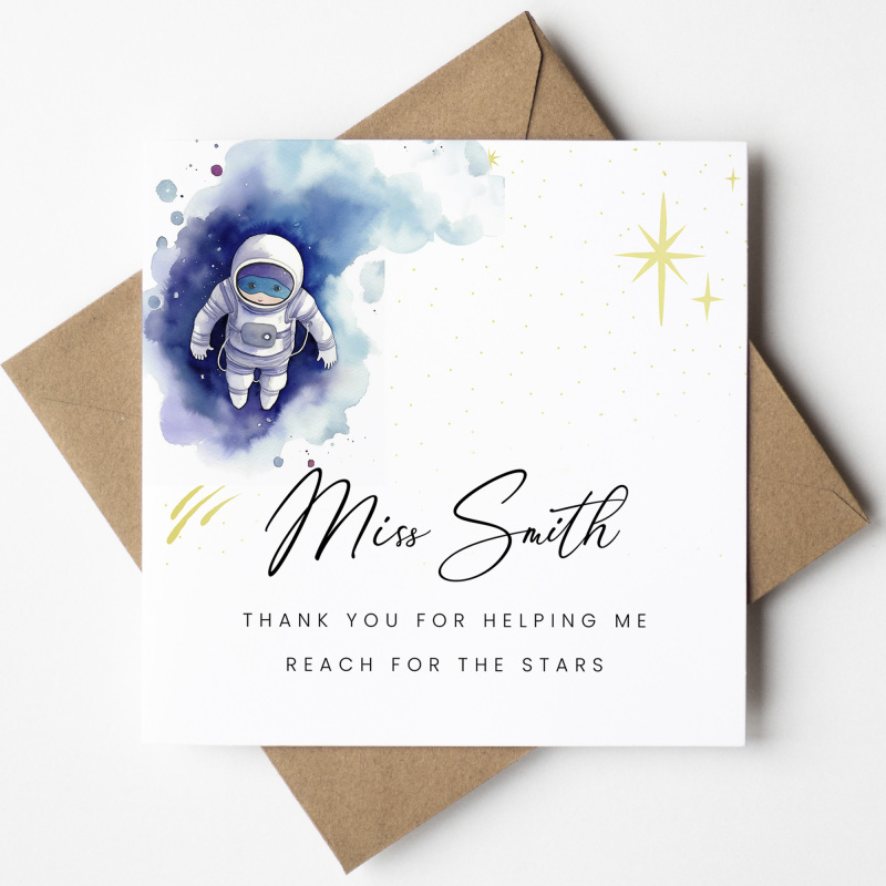 Thank you for helpiong me reach for the stars, Personalised Teacher Card