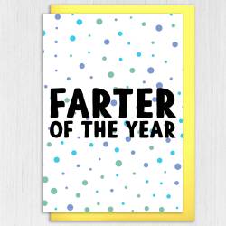 Farter of the year funny, rude, farting, fart Father’s Day card for dad, daddy, father from son, daughter, kids (Size A6/A5/A4/Square 6x6") - A6: Single card