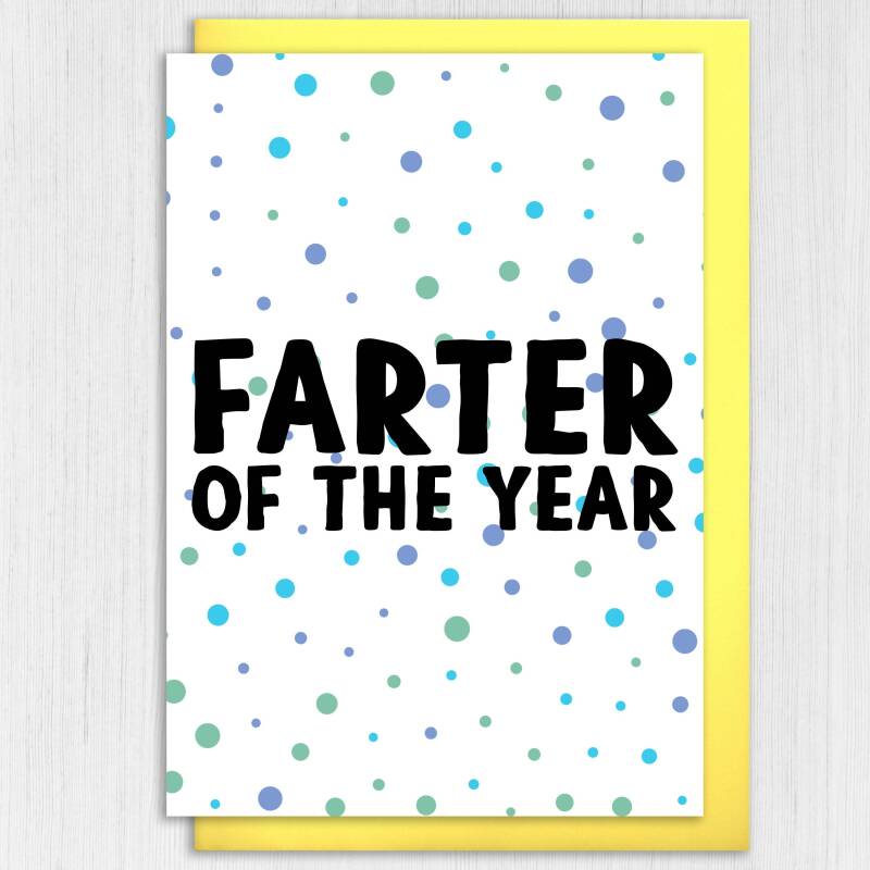 Farter of the year funny, rude, farting, fart Father’s Day card for dad, daddy, father from son, daughter, kids (Size A6/A5/A4/Square 6x6") - A6: Single card