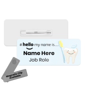 #hello my name is... Name Badge - Blue Cute Tooth