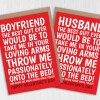 Throw me passionately on the bed and clean the whole house funny, rude Valentine's Day card for husband, boyfriend, partner (Size A6/A5/A4) - A6: Single card - Boyfriend