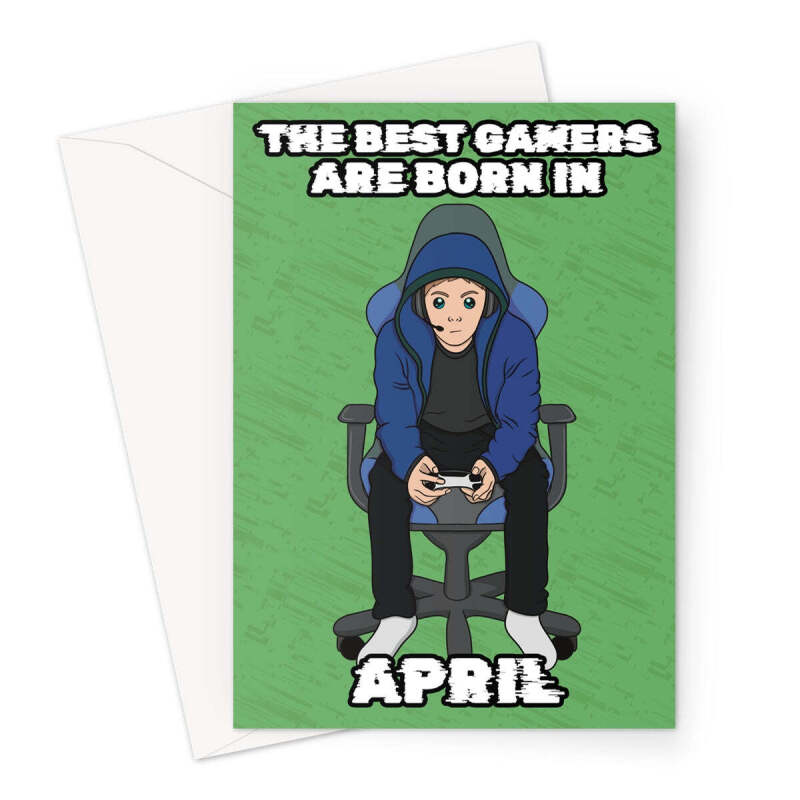 Gamer Birthday Card Born In April - A5 Portrait - 1 Card