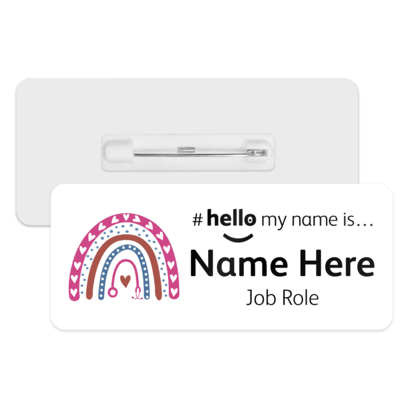 #hello my name is... Name Badge - Retro Stethoscope Rainbow