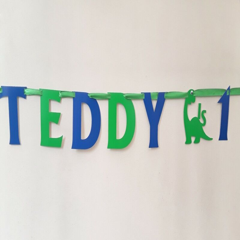 Personalised Dino Banner, ANY AGE Dino Party, Dinosaur Bunting, Dino Room Decor - 3