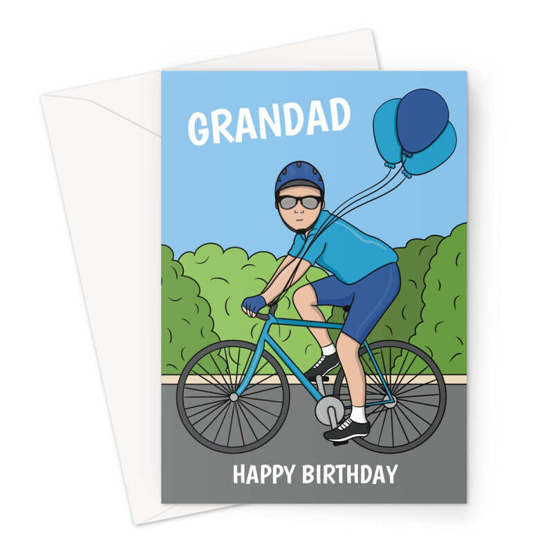 Cycling Birthday Card For Grandad - A5 Portrait - 1 Card