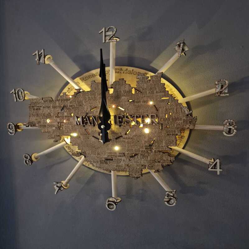 Manchester-Themed Wall Clock - we can do your city or town !
