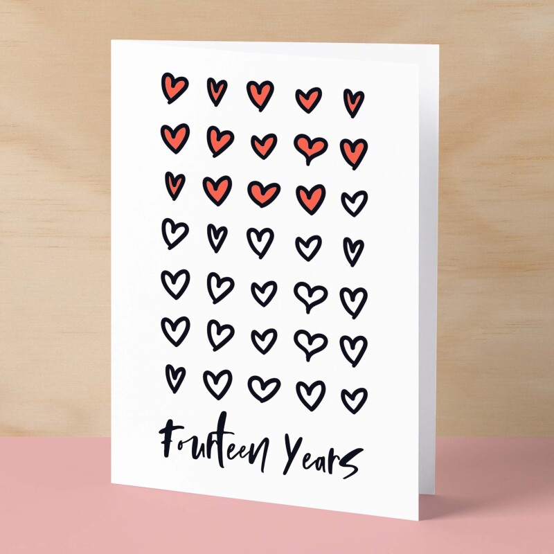 14th Wedding Anniversary Card For Wife Anniversary Card for Husband or Boyfriend Anniversary Card Girlfriend Anniversary Fourteen Year - Small (4x6) / Blank Message