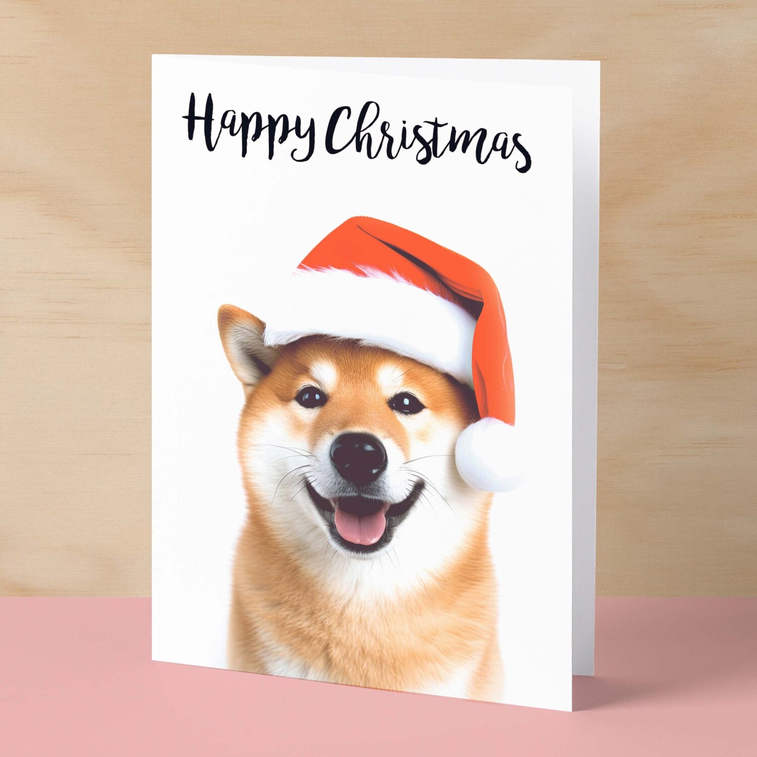 Christmas Card For Him or Her Christmas Card With A Dog Shiba Inu Dog Christmas Card For Anyone Friend Fun Christmas Card of a Dog - Small (4x6) / Blank Message