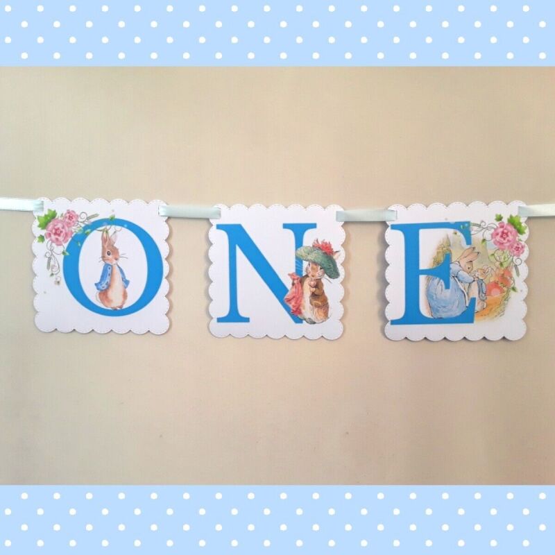 Personalised Peter Rabbit Banner,Peter R 1st Birthday Banner,Peter Rabbit Banner - No bows