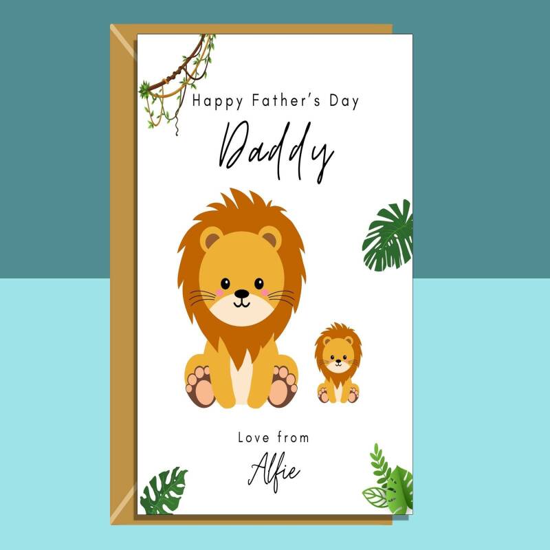 Father's Day Card - From Son or Daughter - Personalised - Cute - To Dad Card - Daddy - Fathers Day - Large - Blank Inside