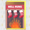 Well hung funny, rude Christmas card - A6: Single card