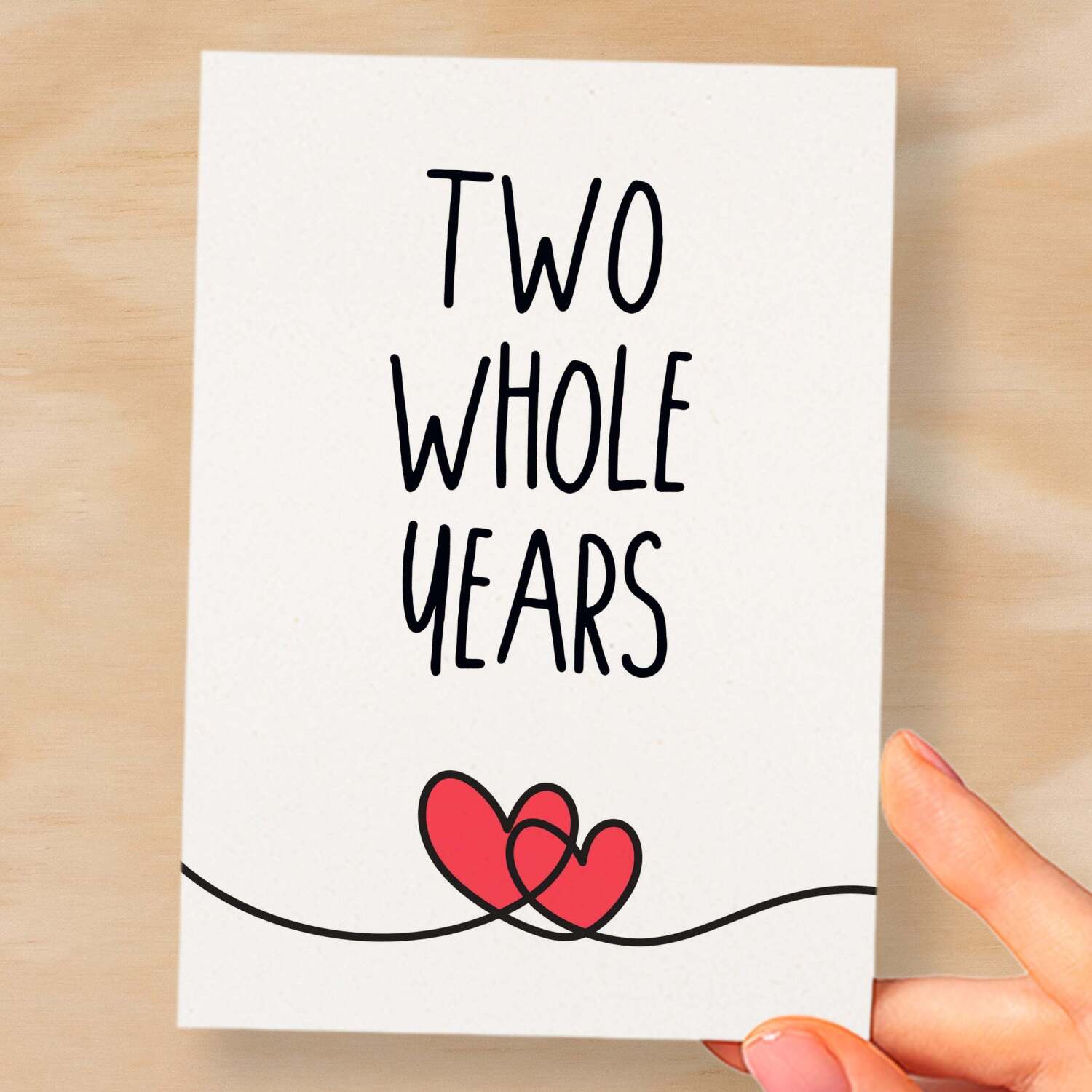 2 Year Anniversary Card For Husband or Wife Anniversary Card for 2nd Anniversary Card For Boyfriend or Girlfriend Second Wedding Anniversary - Large (5x7) / Blank Message