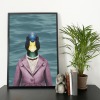 Duck in clothes, animal print, wall art - A5 - Glossy - Blue