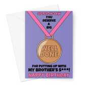 Happy Birthday Card For Sister-in-law- Funny Well Done Medal - Purple - A5 Greeting Card