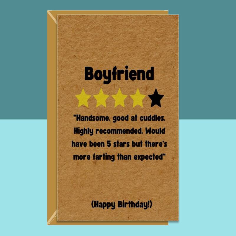 Funny Boyfriend Birthday Card - More Farting - For Him - BF - On his birthday - From Girlfriend or Boyfriend - Kraft Card