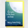 I love you to the moon and back, Happy Anniversary card for husband, wife, boyfriend, girlfriend, partner (Size A6/A5/A4/Square 6x6") - A6: Single card