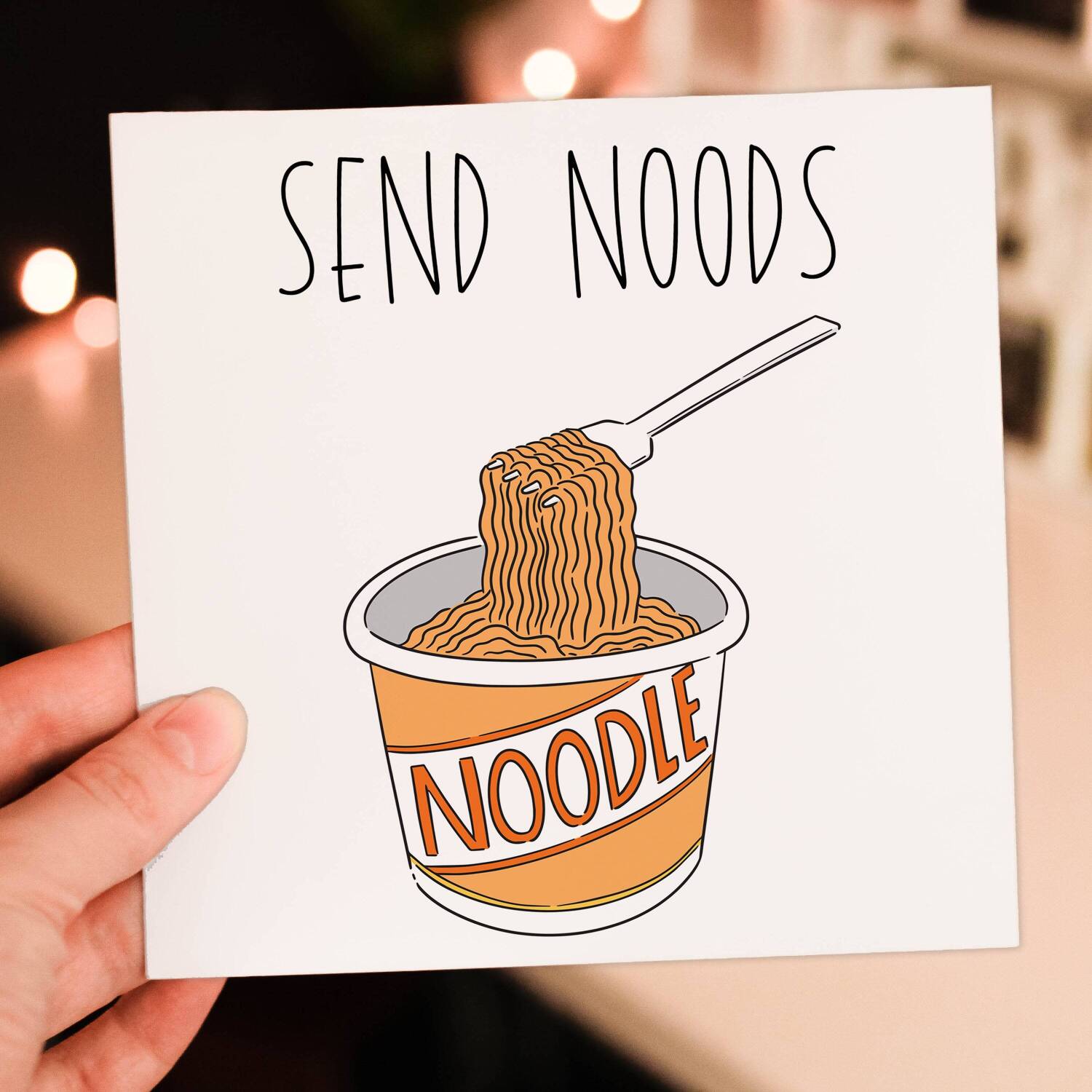 Send noods, send nudes funny Valentine's Day noodles card for wife, husband, girlfriend, boyfriend, partner (Size A6/A5/A4/Square 6x6") - A6: Single card