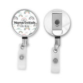 Personalised Metal ID Reel - Pastel Rainbows, Hearts & Clouds