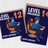 Level unlocked with any age gaming, gamer, teenager, children's, kids age card, 10th, 12th, 13th, 14th, 16th (Size A6/A5/A4/Square 6x6") - A6: Single card