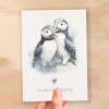 Anniversary or Valentine's Card for Her or Him Anniversary Card for Wife Valentines Day Card For Husband Boyfriend or Girlfriend Puffin Card - Small (4x6) / Blank Message