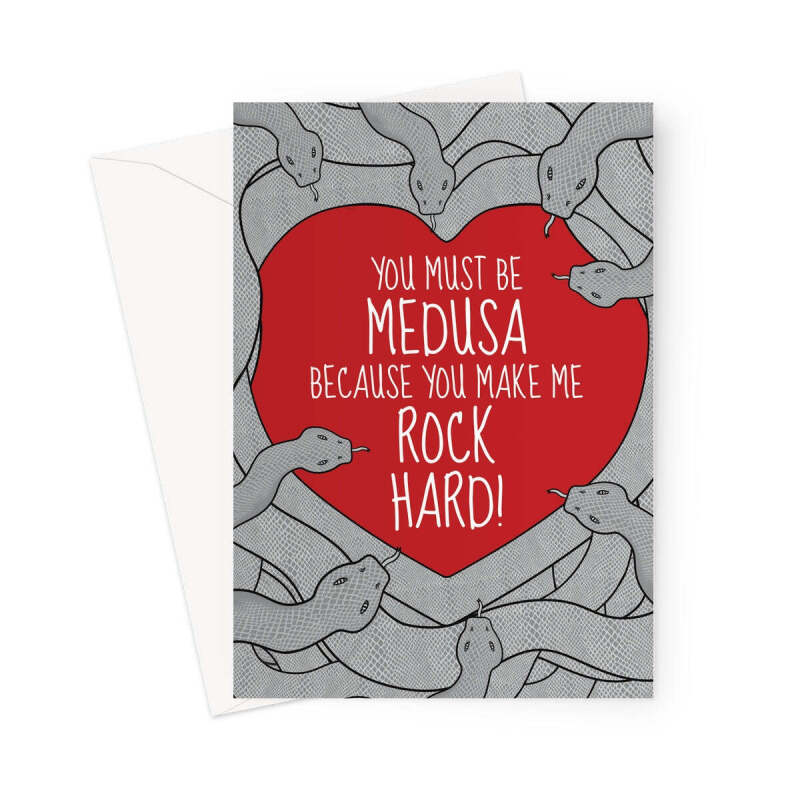 Funny Medusa Valentine's Day Card – "You Make Me Rock Hard" - A5 Portrait - 1 Card