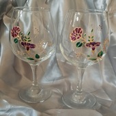 Hand Painted Floral Wine Glasses