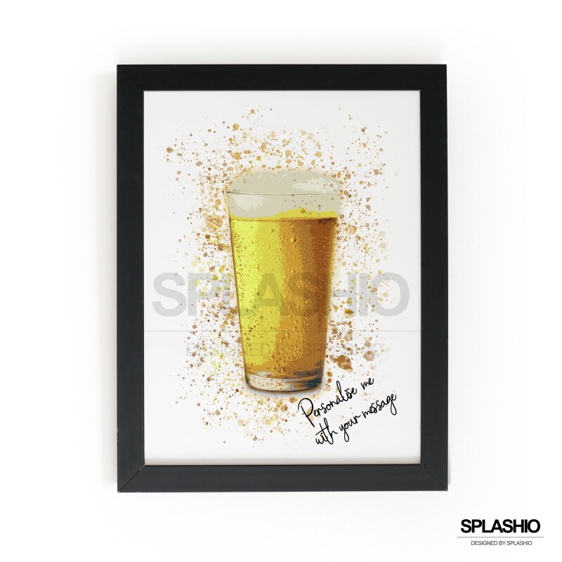 PINT OF BEER Splatter Art Print, High Gloss Print, Splash Art, Home Decor, Bar Custom Drink Art Lager, Beer - A6