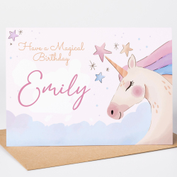 Unicorn Birthday Card, Happy Birthday To My Favourite Girl - A6 - 4.1" x 5.8"