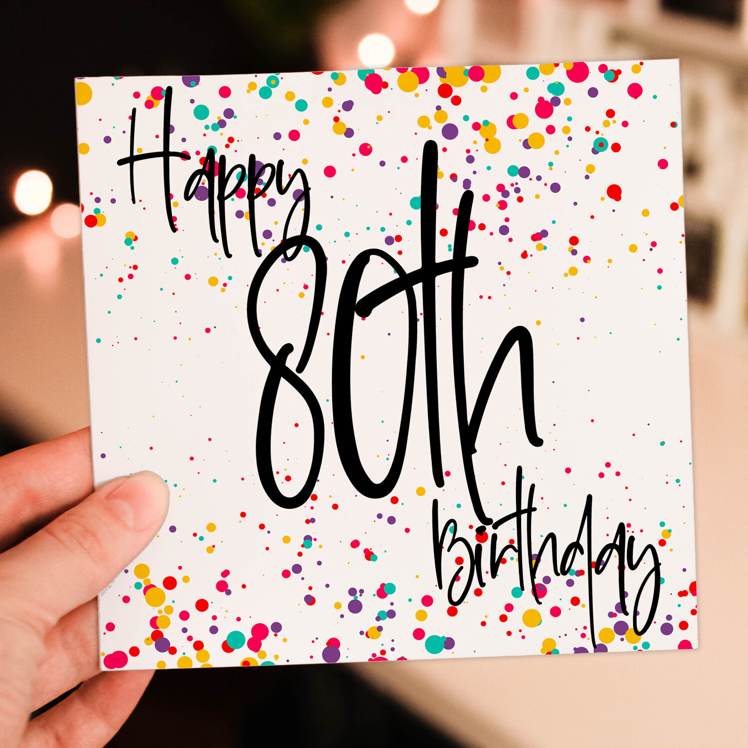 Personalised any age birthday confetti-style card: 16th, 18th, 21st, 30th, 40th, 50th, 60th, 70th, 80th, 90th (Size A6/A5/A4/Square 6x6") - A6: Single card