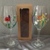 Hand Painted Floral Wine Glass