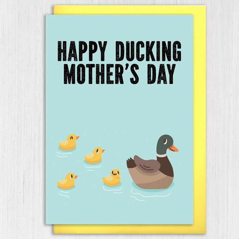 Happy Ducking Mother's Day funny duck autocorrect Mother's Day card for mum, mom, mam, mother from son, daughter (Size A6/A5/A4/Square 6x6") - A6: Single card