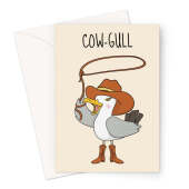 Funny Cowgirl Birthday Card - Seagull Joke