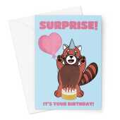 Cute Red Panda Birthday Card For Her