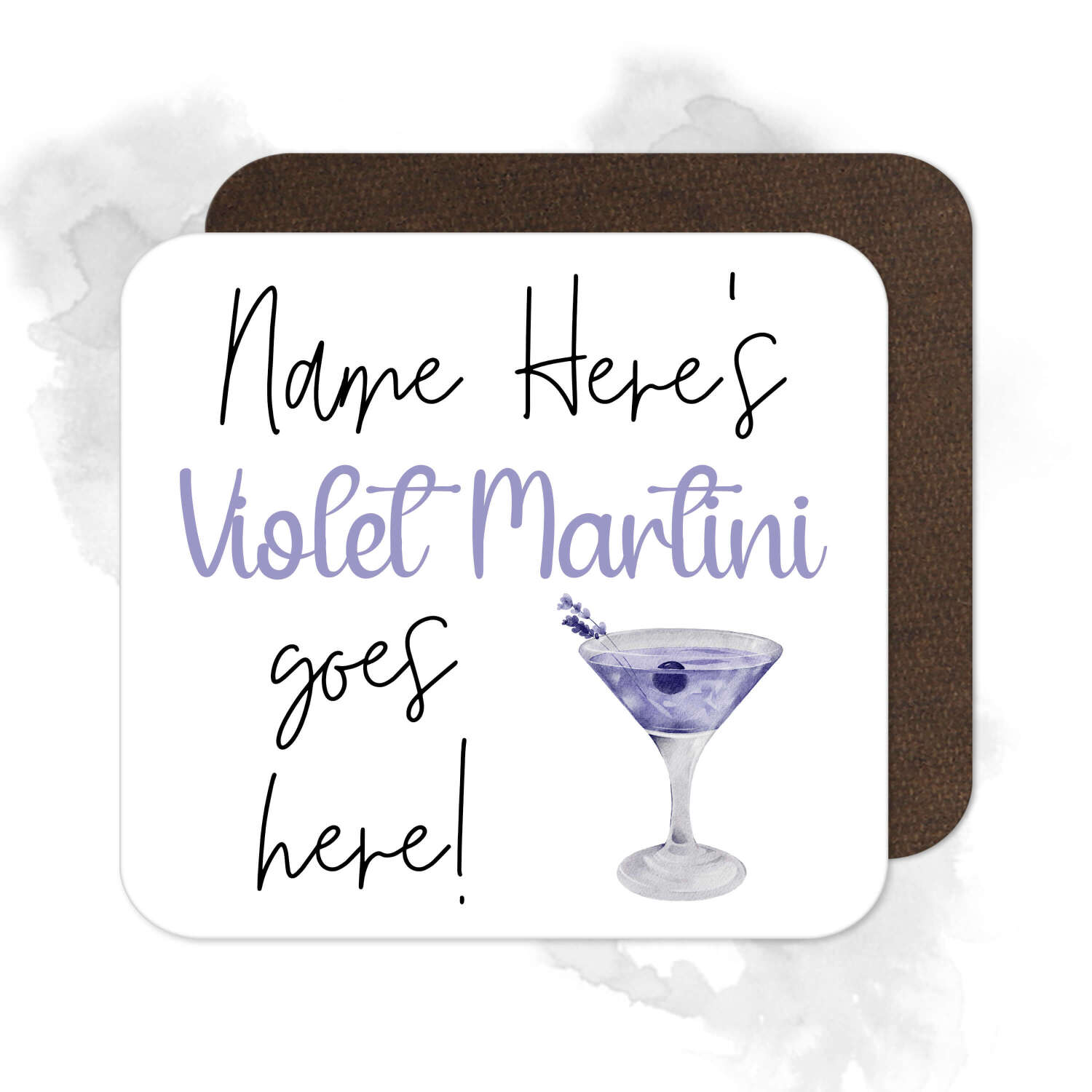 Personalised Drinks Coaster - Name's Violet Martini Goes Here!