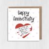 Personalised scratch off and reveal heart card: Happy Anniversary - with any message and choice of heart colour - Gold