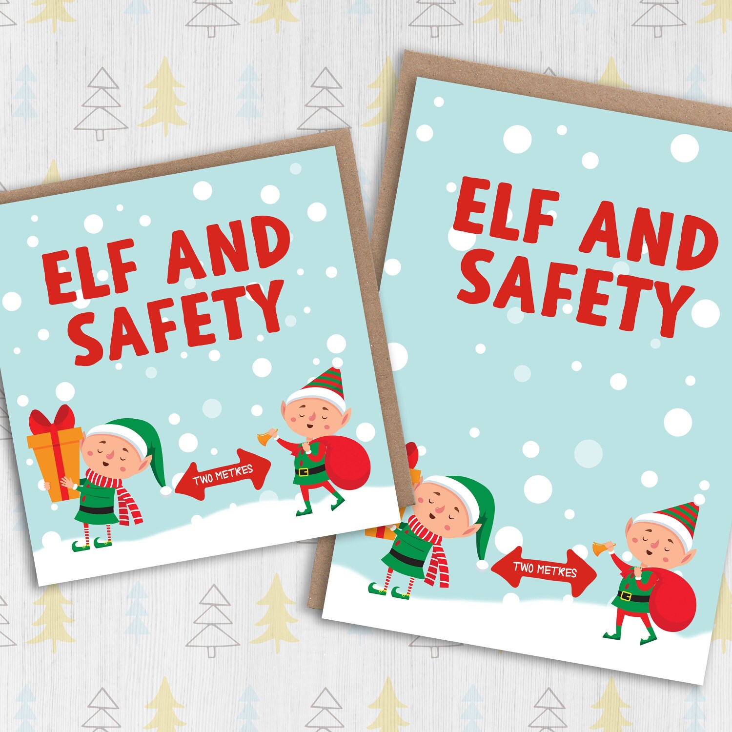 Elf and safety funny health and safety Christmas, Holidays card for coworker, colleague, friend, mate (Size A6/A5/A4/Square 6x6") - A6: Single card