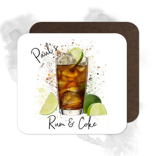 Personalised Rum & Coke Coaster with Splash Effect