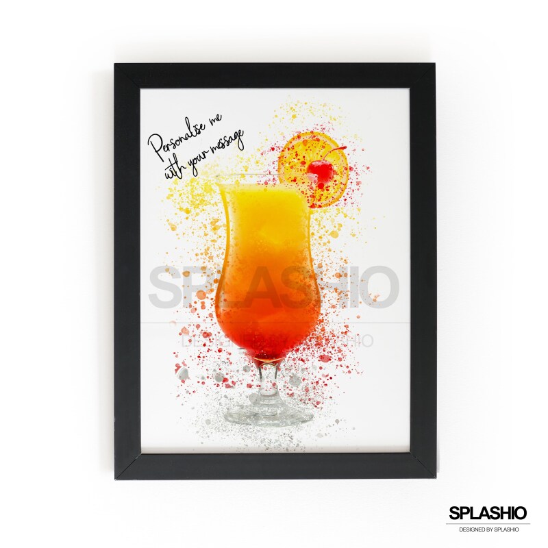 TEQUILA SUNRISE  Splatter Art Print, High Gloss Print, Splash Art, Home Decor, Home Bar Custom Drink Art Cocktails - A6