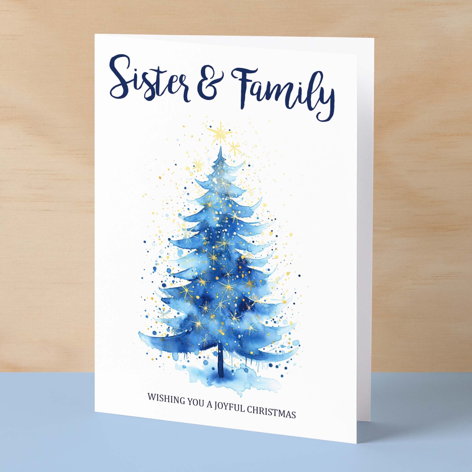 Christmas Card For Sister and Family Card For Her Xmas Card for Sister Christmas Card for Loved One Sister Family Card Christmas Tree Card - Large (5x7) / Blank Message