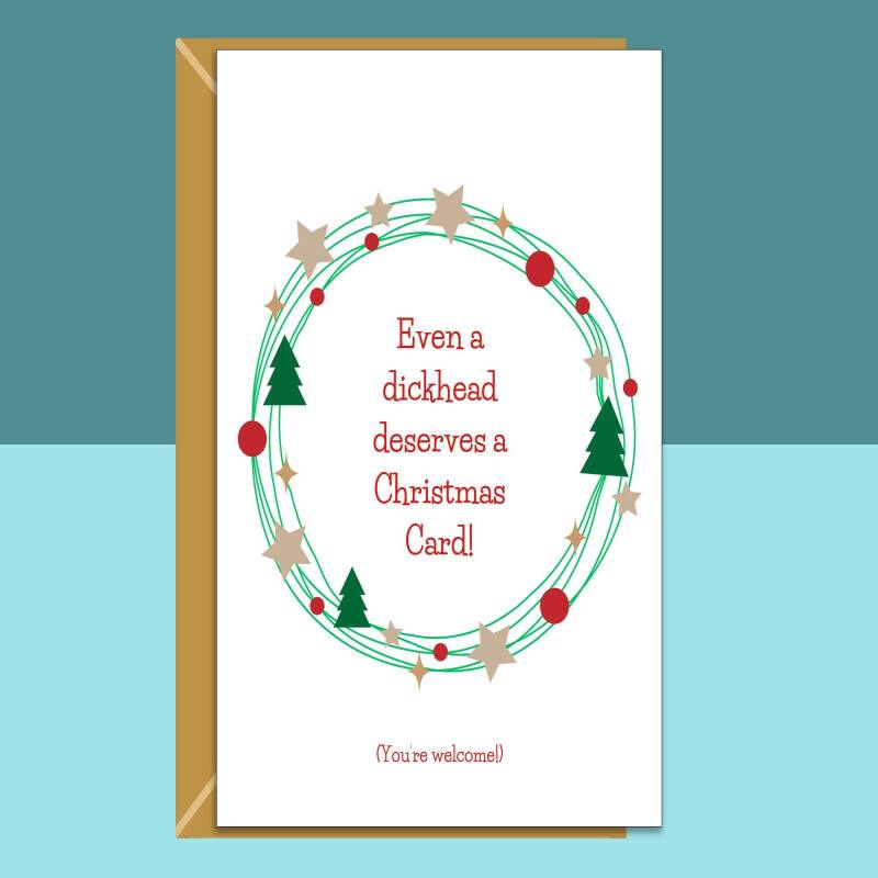 Funny Christmas Card - For Him or For Her - Personalised - Rude - Ideal Xmas Card for Friend, Brother, Sister, Colleague - Blank inside - Large